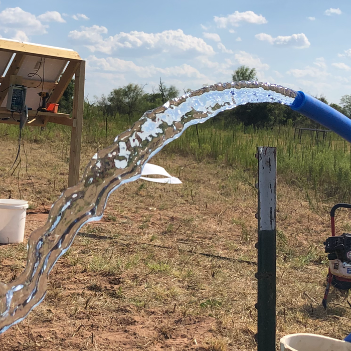 Pump pouring clean water.