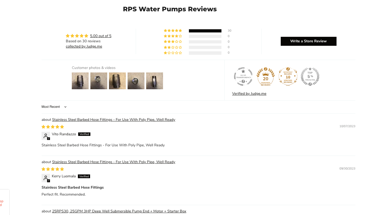 RPS Water Pumps Reviews