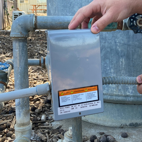 220V Submersible pump start box, control box, near well with pressure tank for rural household