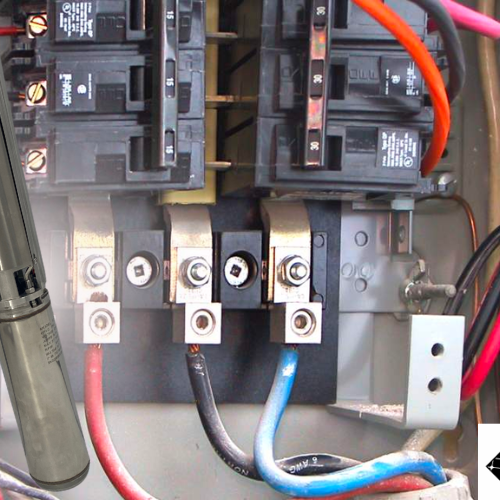 Well pump next to electrical panel
