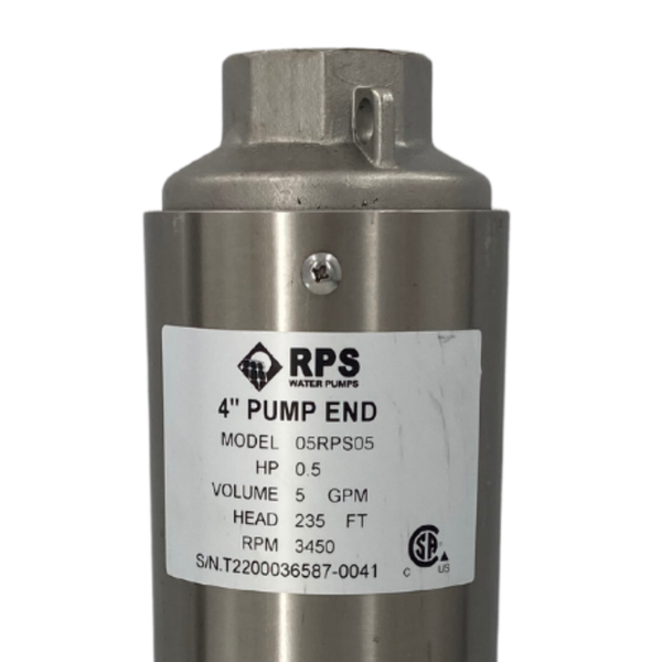 RPS Core Series 05RPS05 4" Submersible Well Pump End – Engineered Impeller, 4-8 GPM
