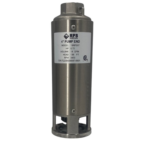 RPS Core Series 18RPS07 4" Submersible Well Pump End – Engineered Impeller, 21-29 GPM