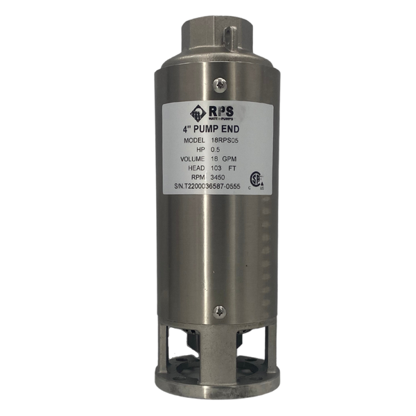RPS Core Series 18RPS05 4" Submersible Well Pump End – Engineered Impeller, 19-29 GPM