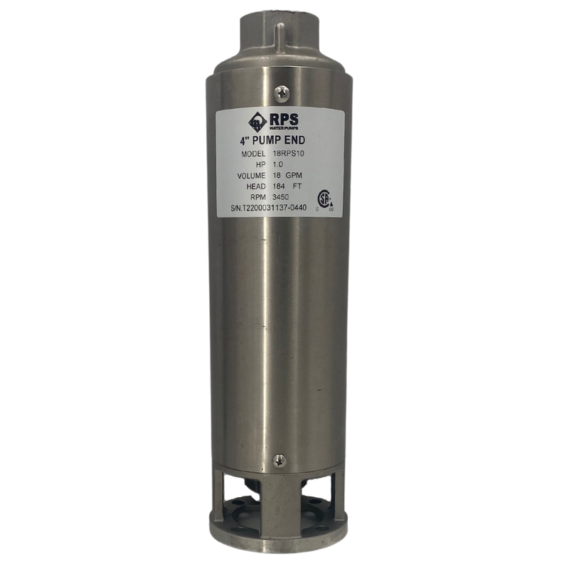 RPS Core Series 18RPS10 4" Submersible Well Pump End – Engineered Impeller, 22-29 GPM