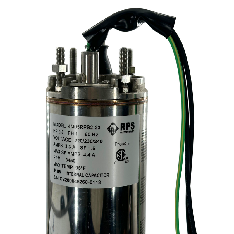 3/4 HP 220V 2+G Wire RPS Submersible Motor Single Phase (3.86")