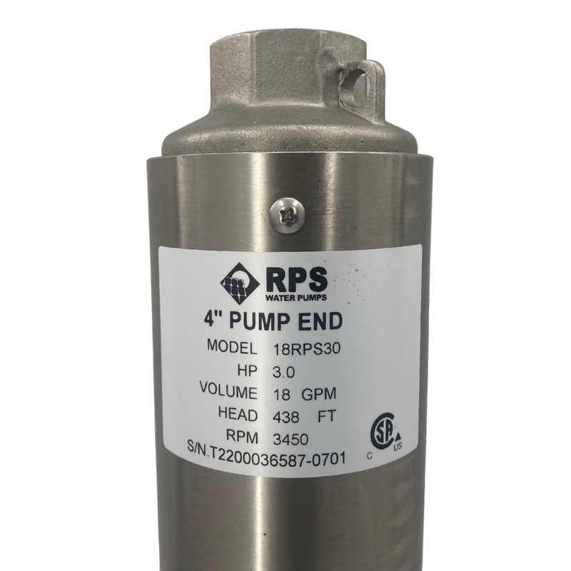 RPS Core Series 18RPS30 4" Submersible Well Pump End – Engineered Impeller, 13-29 GPM