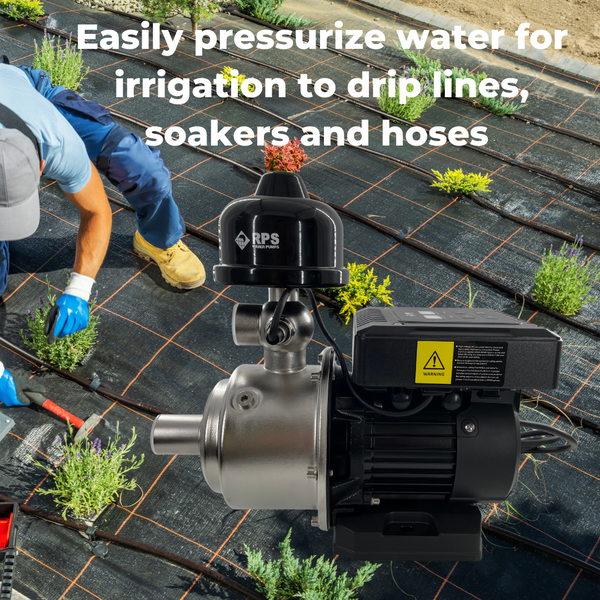 1/2 HP 110V/120V/220V Eco-Steady Continuous Pressure Booster | Garden Irrigation Water Pump for Drip and Soaker Hose | Tank Water | Shallow Well Pump
