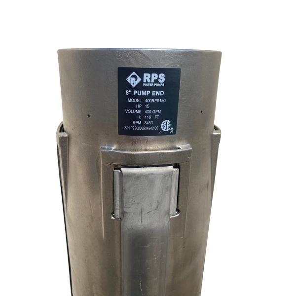 RPS 20HP 480V 400RPS200, Up to 200FT Head, 264 to 528GPM, Stainless Steel Submersible Pump End + Motor