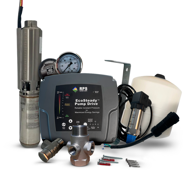 RPS Eco-Steady Submersible Pump Drive Bundle | Variable Frequency Drive + Three-Phase 220V Submersible Pump Complete Kit