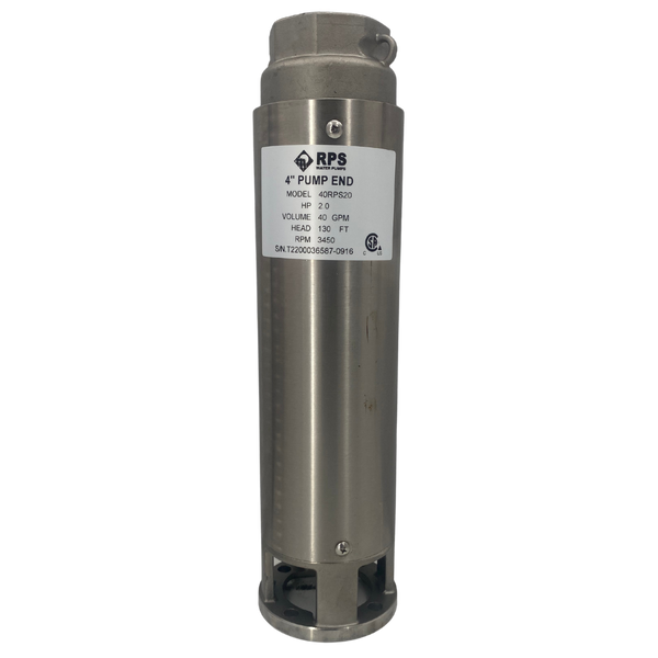 RPS Core Series 40RPS20 4" Submersible Well Pump End – Engineered Impeller, 30-66 GPM