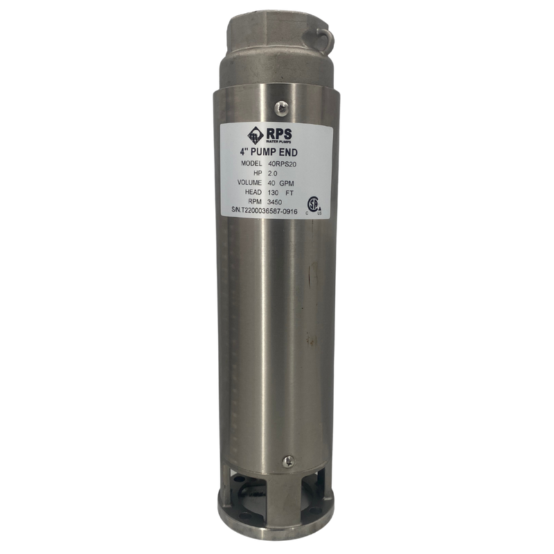 RPS Core Series 40RPS20 4" Submersible Well Pump End – Engineered Impeller, 30-66 GPM