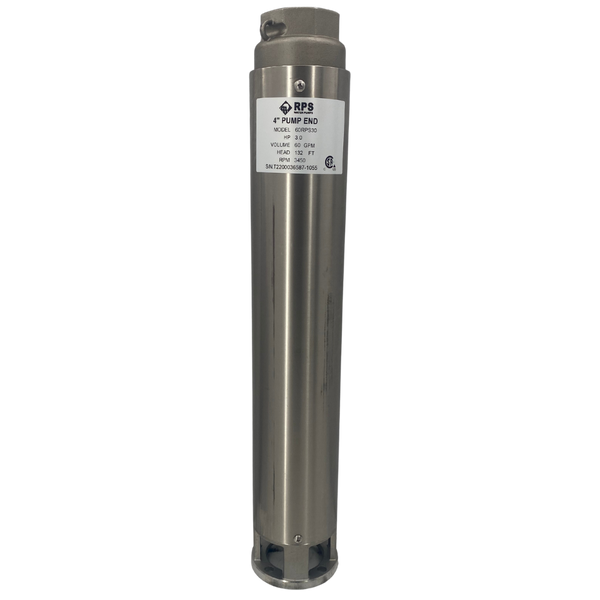 RPS Core Series 60RPS30 4" Submersible Well Pump End – Engineered Impeller, 35-80 GPM