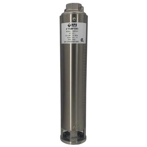 RPS Core Series 18RPS20 4" Submersible Well Pump End – Engineered Impeller, 16-29 GPM