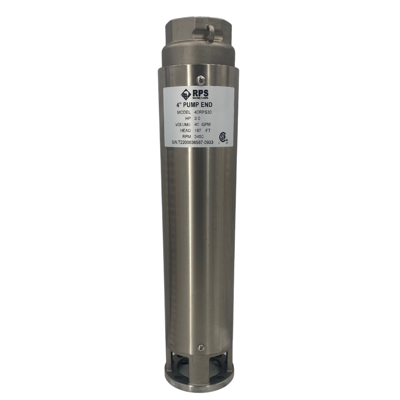 RPS Core Series 40RPS30 4" Submersible Well Pump End – Engineered Impeller, 36-66 GPM