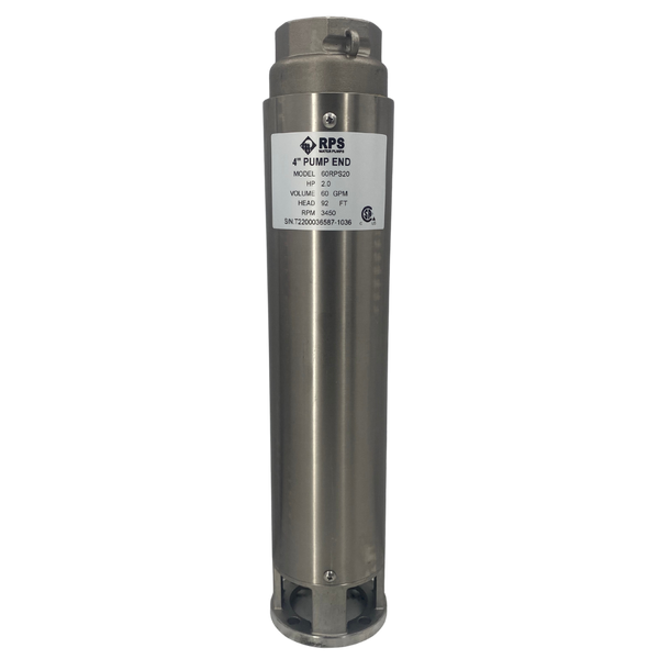 RPS Core Series 60RPS20 4" Submersible Well Pump End – Engineered Impeller, 55-90 GPM