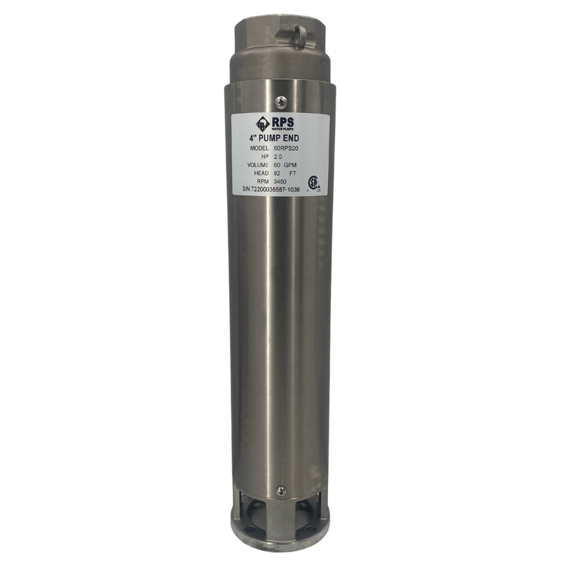 RPS Core Series 60RPS20 4" Submersible Well Pump End – Engineered Impeller, 55-90 GPM