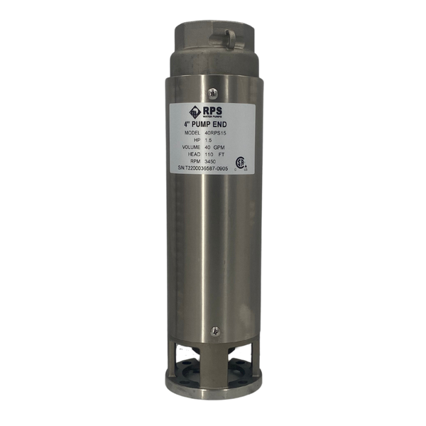 RPS Core Series 40RPS15 4" Submersible Well Pump End – Engineered Impeller, 44-66 GPM