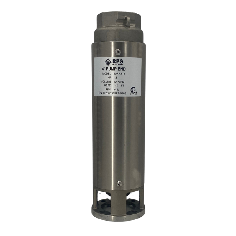 RPS Core Series 40RPS15 4" Submersible Well Pump End – Engineered Impeller, 44-66 GPM