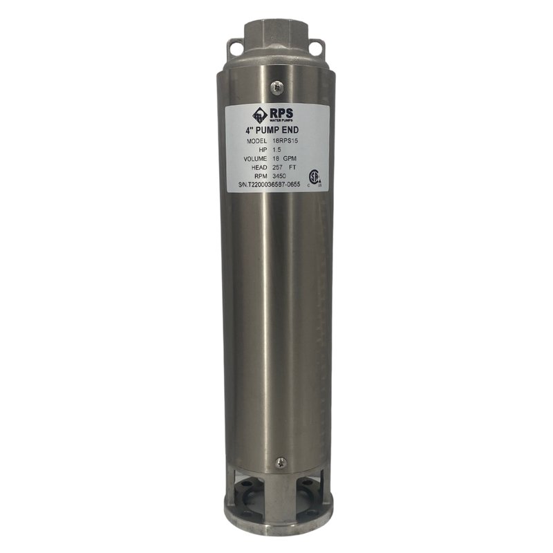 RPS Core Series 18RPS15 4" Submersible Well Pump End – Engineered Impeller, 18-29 GPM