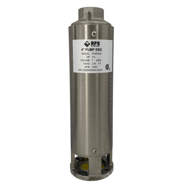 RPS Core Series 07RPS05 4" Submersible Well Pump End – Engineered Impeller, 8-13 GPM