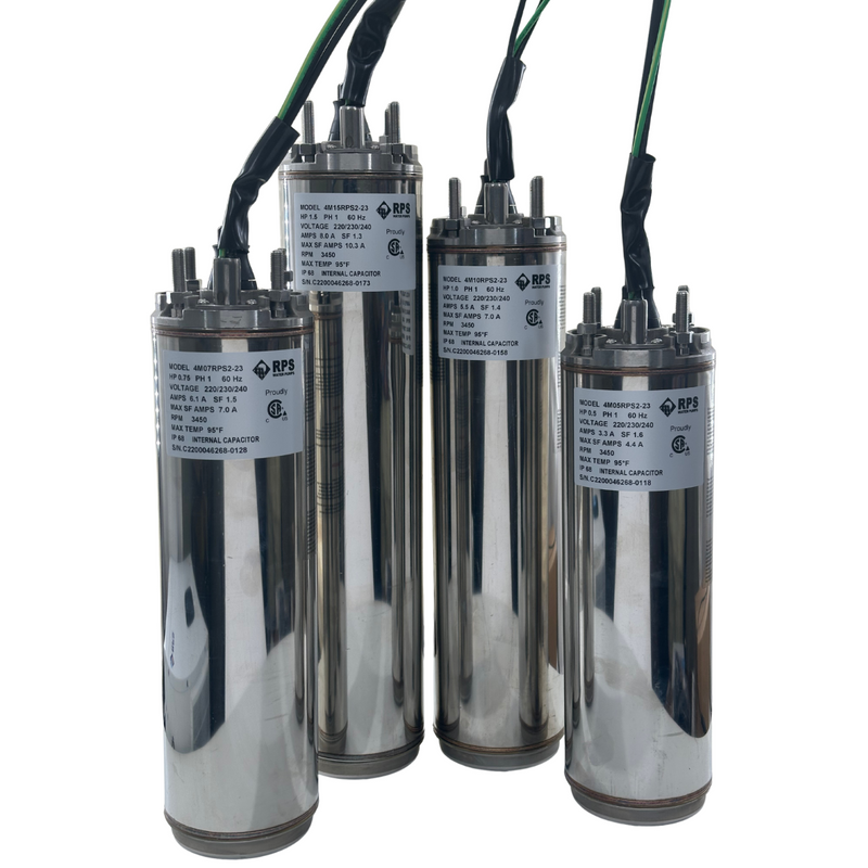 3/4 HP 220V 2+G Wire RPS Submersible Motor Single Phase (3.86")