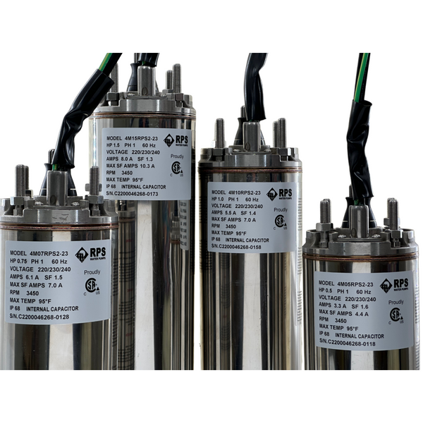3/4 HP 220V 2+G Wire RPS Submersible Motor Single Phase (3.86")