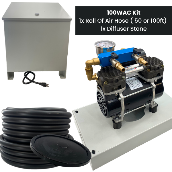 PondPride Pond + Lake Aerator Complete Kit with Weighted Diffuser Air Stone & 110V Compressor | DIY Pond Health Technology