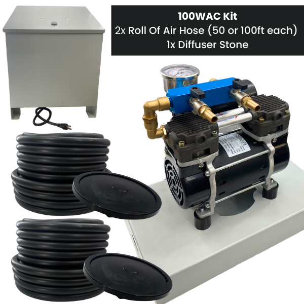 PondPride Pond + Lake Aerator Complete Kit with Weighted Diffuser Air Stone & 110V Compressor | DIY Pond Health Technology