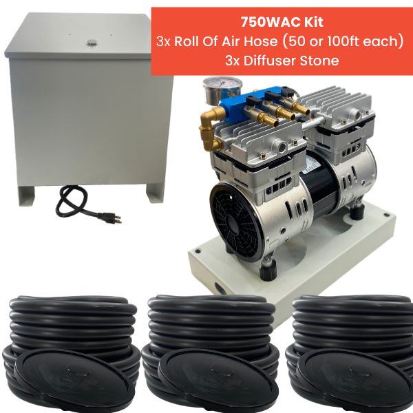 PondPride Pond + Lake Aerator Complete Kit with Weighted Diffuser Air Stone & 110V Compressor | DIY Pond Health Technology