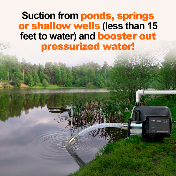 2HP 220V Eco-Steady Continuous Pressure Booster Pump | High Pressure Sprinkler Irrigation Pump | Full Home Residential & RV Water Pump | Shallow Well Jet Pump