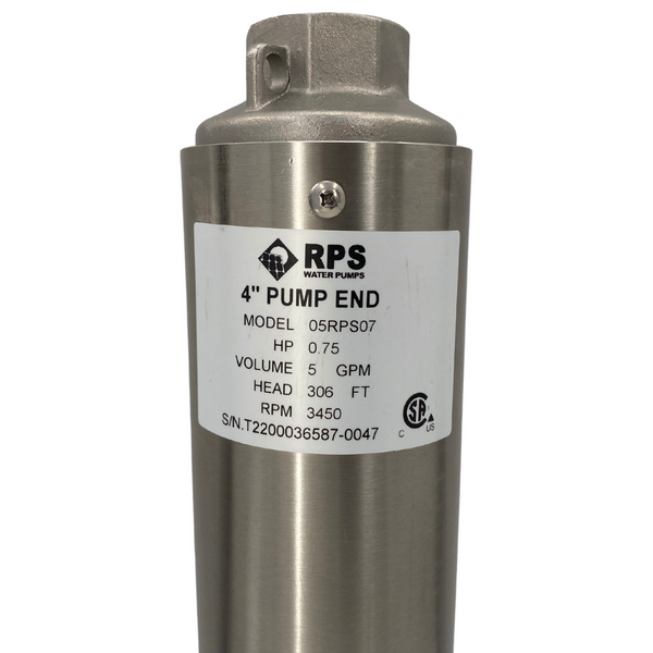 RPS Core Series 05RPS10 4" Submersible Well Pump End – Engineered Impeller, 3-8 GPM