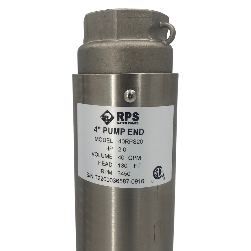 RPS Core Series 40RPS20 4" Submersible Well Pump End – Engineered Impeller, 30-66 GPM