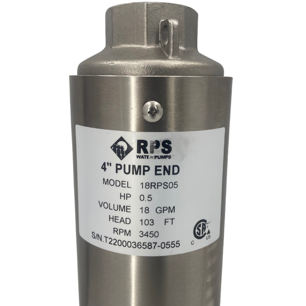 RPS Core Series 18RPS05 4" Submersible Well Pump End – Engineered Impeller, 19-29 GPM