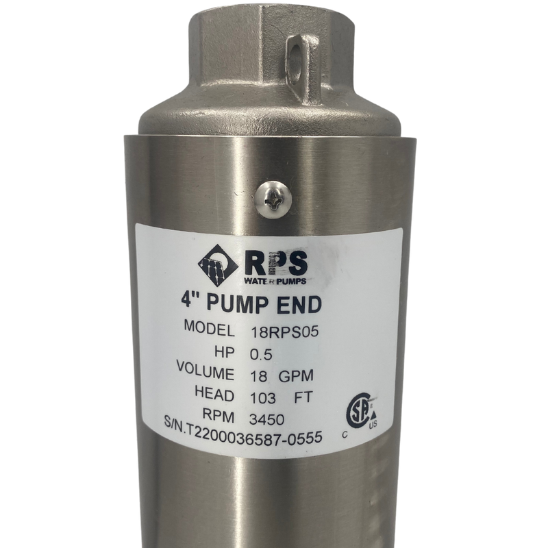 RPS Core Series 18RPS05 4" Submersible Well Pump End – Engineered Impeller, 19-29 GPM