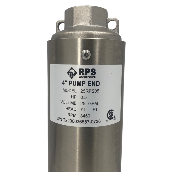 RPS Core Series 25RPS05 4" Submersible Well Pump End – Engineered Impeller, 20-31 GPM