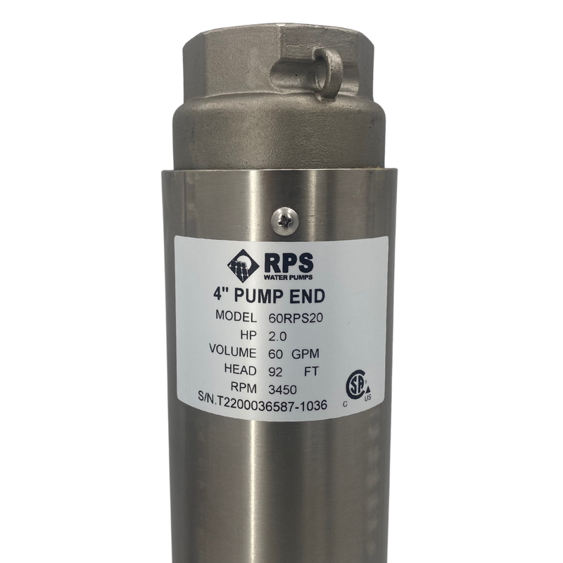 RPS Core Series 60RPS20 4" Submersible Well Pump End – Engineered Impeller, 55-90 GPM