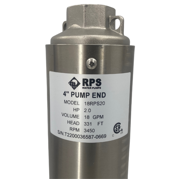 RPS Core Series 18RPS20 4" Submersible Well Pump End – Engineered Impeller, 16-29 GPM