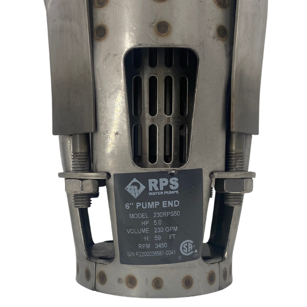 RPS Steel Pro 230RPS50-S 5" Submersible Well Pump End – Stainless Steel Impeller, 70-270 GPM