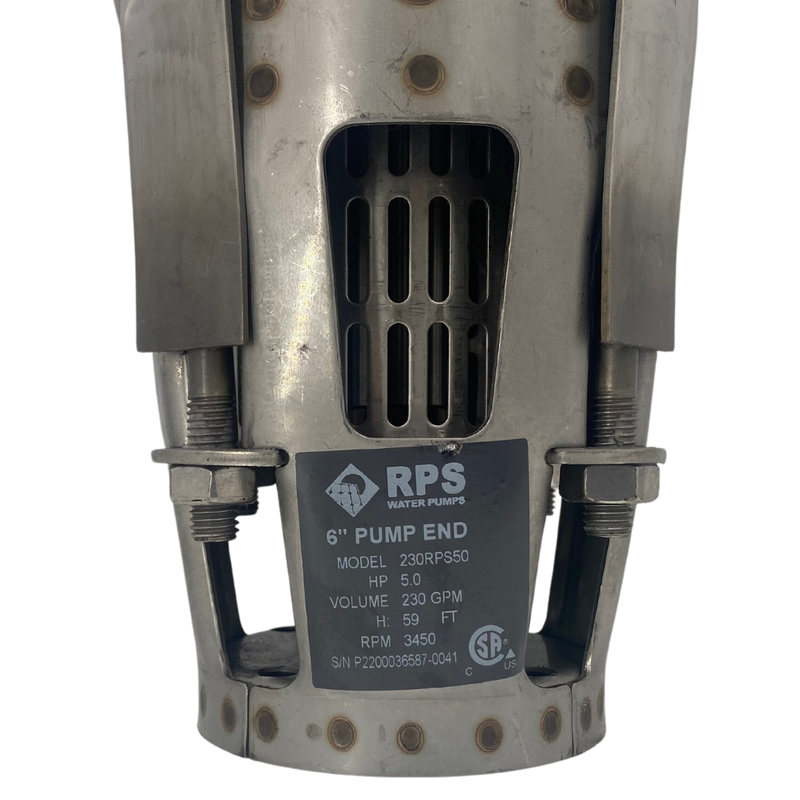 RPS Steel Pro 230RPS50-S 5" Submersible Well Pump End – Stainless Steel Impeller, 70-270 GPM