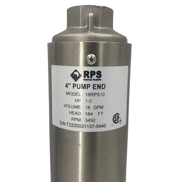 RPS Core Series 18RPS10 4" Submersible Well Pump End – Engineered Impeller, 22-29 GPM