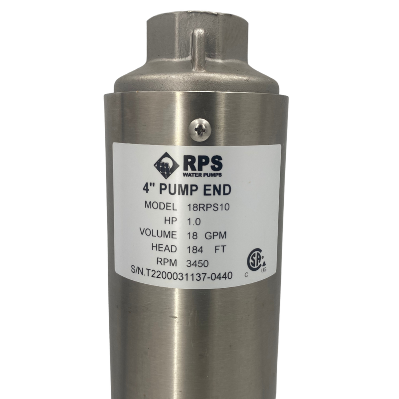 RPS Core Series 18RPS10 4" Submersible Well Pump End – Engineered Impeller, 22-29 GPM