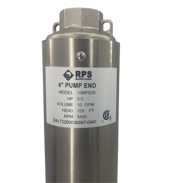 RPS Core Series 10RPS30 4" Submersible Well Pump End – Engineered Impeller, 7-18 GPM