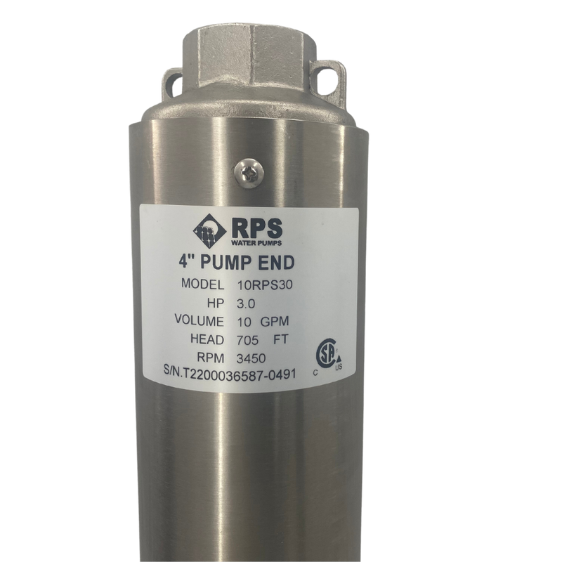 RPS Core Series 10RPS30 4" Submersible Well Pump End – Engineered Impeller, 7-18 GPM