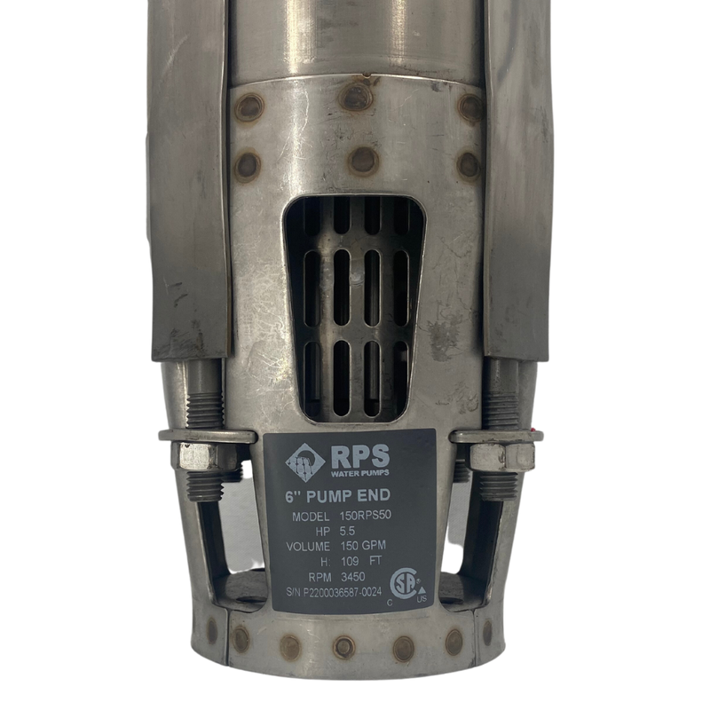 RPS Steel Pro 150RPS50-S 5" Submersible Well Pump End – Stainless Steel Impeller, 75-180 GPM