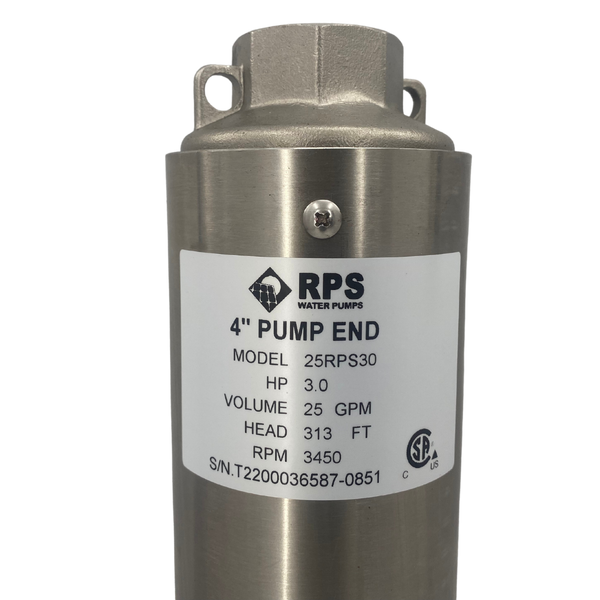 RPS Core Series 25RPS30 4" Submersible Well Pump End – Engineered Impeller, 18-31 GPM