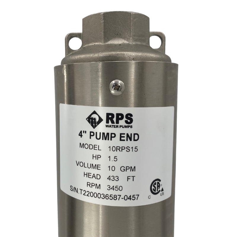 RPS Core Series 10RPS15 4" Submersible Well Pump End – Engineered Impeller, 10-18 GPM