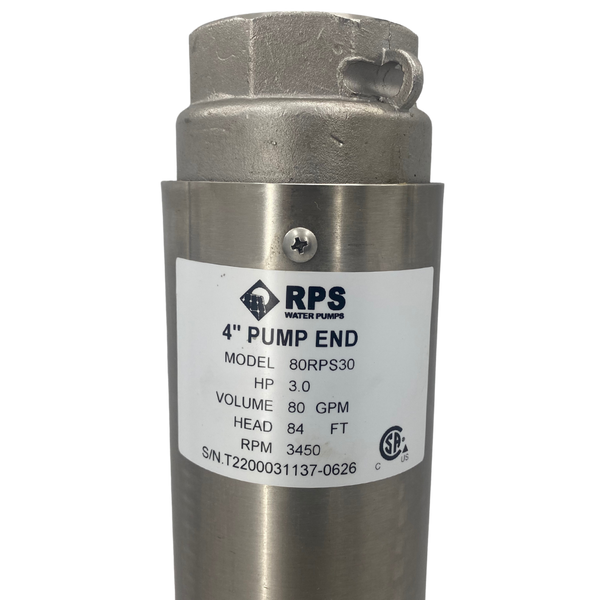 RPS Core Series 80RPS30 4" Submersible Well Pump End – Engineered Impeller, 65-110 GPM