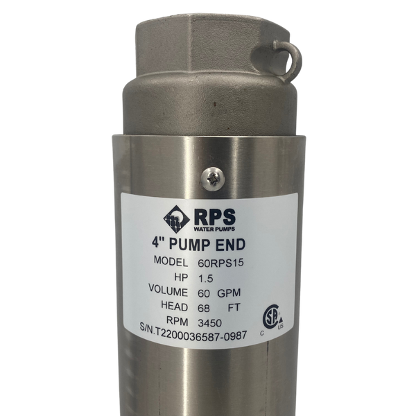 RPS Core Series 60RPS15 4" Submersible Well Pump End – Engineered Impeller, 55-90 GPM