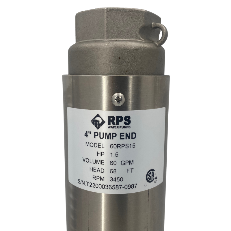 RPS Core Series 60RPS15 4" Submersible Well Pump End – Engineered Impeller, 55-90 GPM