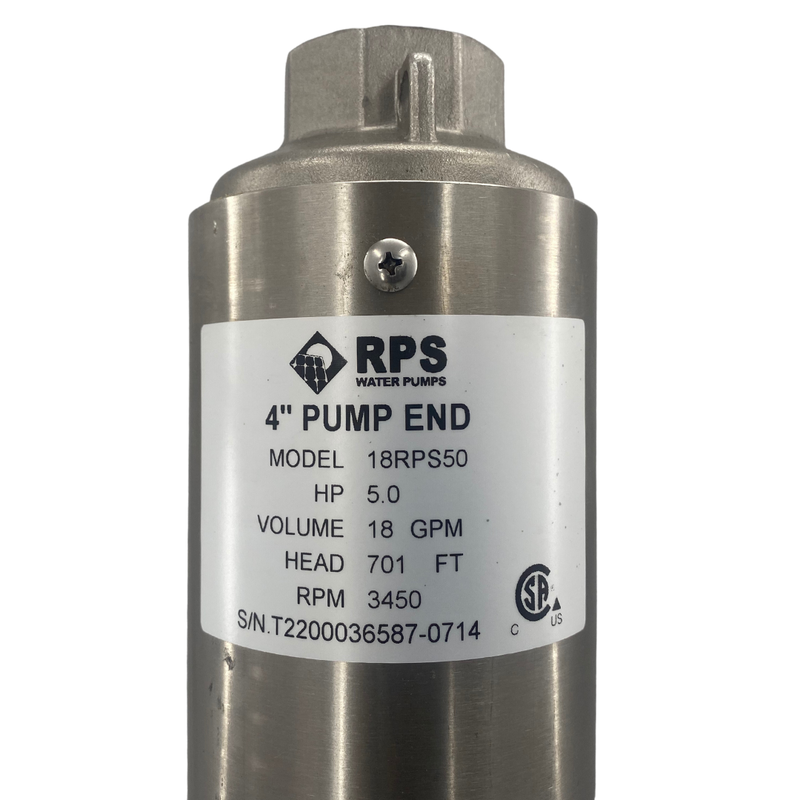 RPS Core Series 18RPS50 4" Submersible Well Pump End – Engineered Impeller, 9-29 GPM